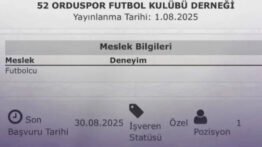 52 Orduspor FK’nın İŞKUR Üzerinden Futbolcu İlanı Vermesi Gündem Oldu