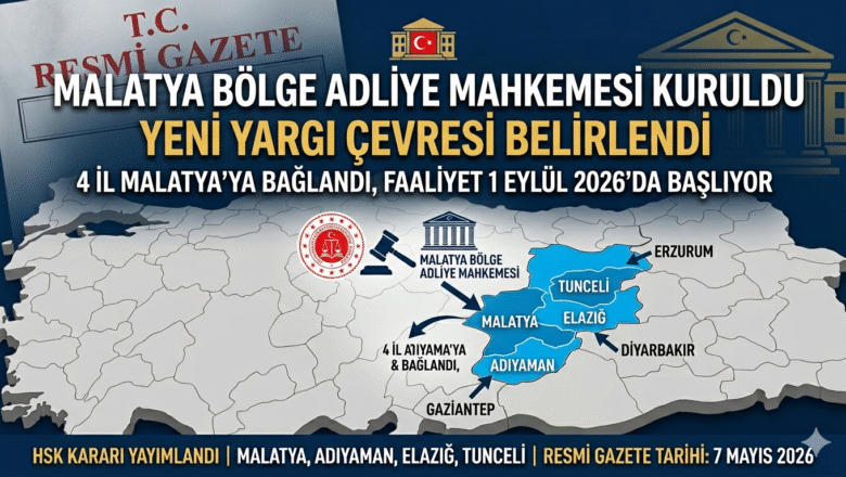  Malatya Bölge Adliye Mahkemesi Kuruldu, Yeni Yargı Çevresi Belirlendi