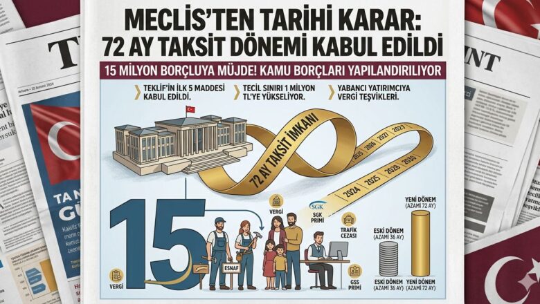  15 Milyon Borçluya Müjde: Kamu Borçlarında 72 Ay Taksit Dönemi Meclis’te Kabul Edildi