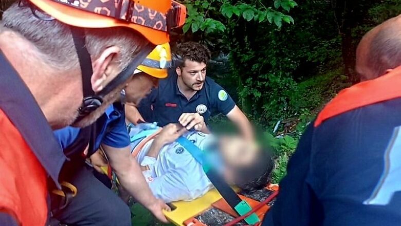  Motosiklet Kazasında Vadiye Düşen Sürücü Kurtarıldı