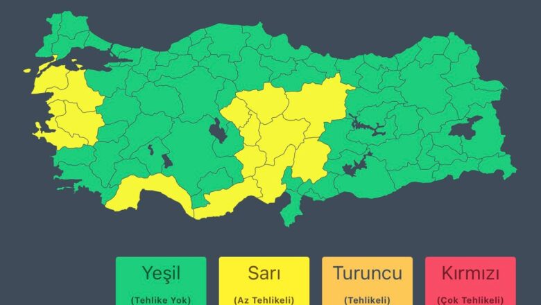 13 İl İçin Kuvvetli Rüzgar Ve Fırtına Uyarısı